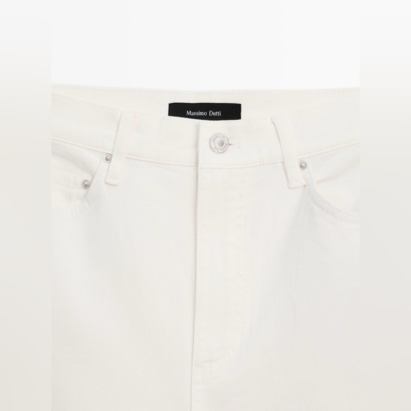 NWT. Massimo Dutti Off White Straight-Leg  High-Waist Denim Trousers. Size 6. - Picture 7 of 11